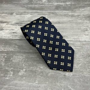 Cafe Coton Navy w/ Yellow Flower Check Silk Tie